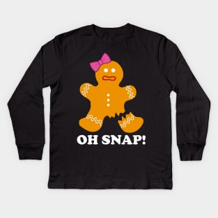 Gingerbread Man Oh Snap Christmas Funny Cookie Baking Gift Kids Long Sleeve T-Shirt